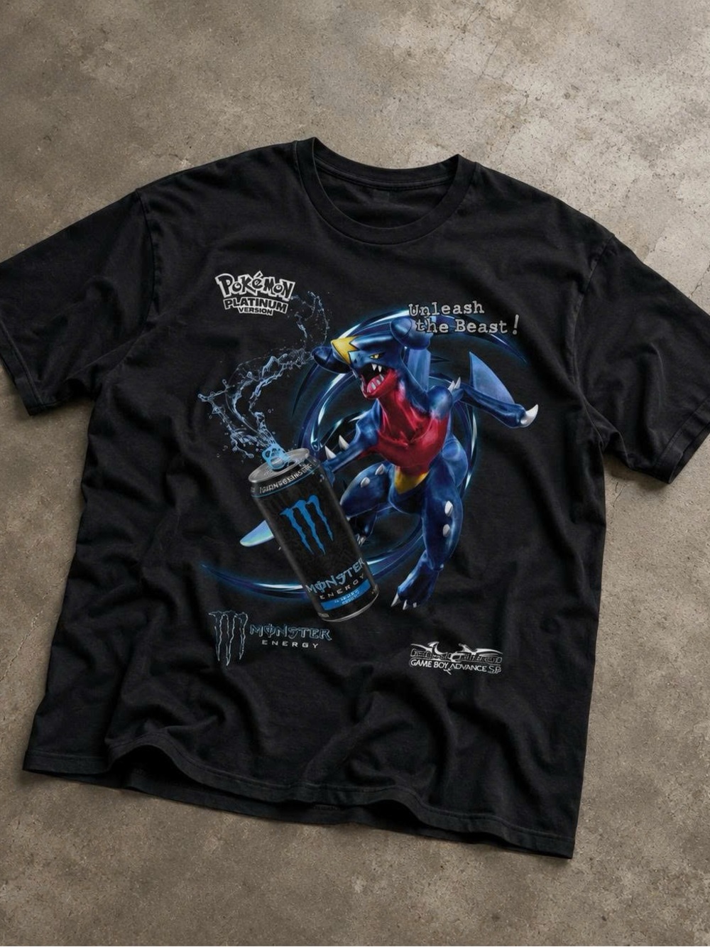 Gildan Black Pokémon Platinum Garchomp Monster Energy Graphic Tee